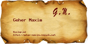 Geher Maxim névjegykártya